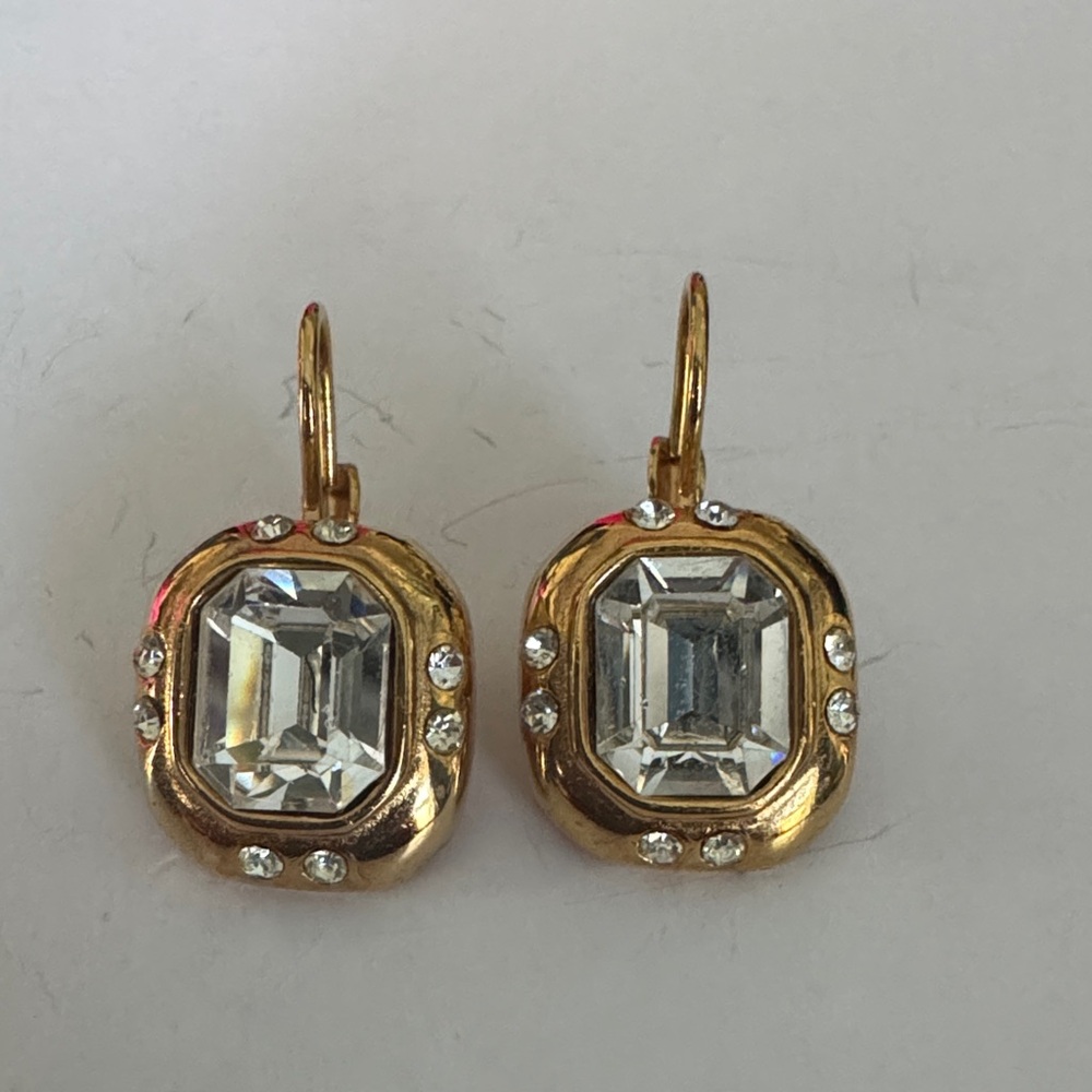 Elegant Gold and Silver Crystal Drop Earrings